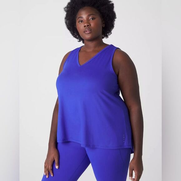 LIVI Soft Back-Detail Blue Recycled V-neck Open Back Tank Size 22/24 - Picture 4 of 5